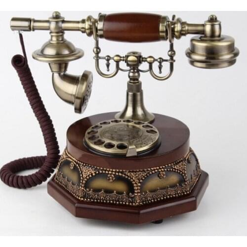 IDS-8929 Antique wood fixed telephone fashion vintage telephone rotating disk home telephon
