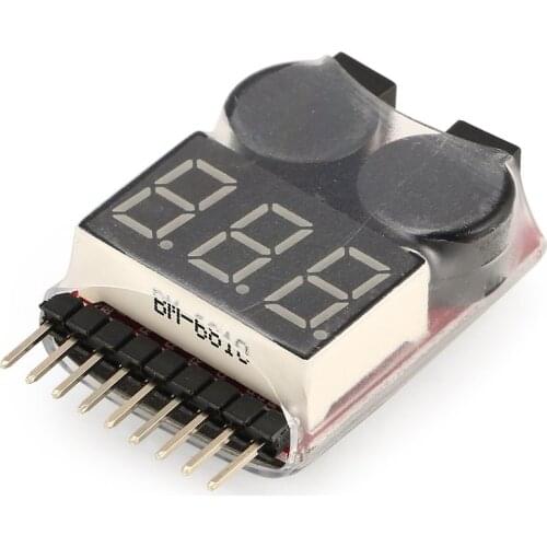 Lipo Battery Voltage Tester Volt Meter Indicator Checker Dual Speaker 2 in 1 1 s-8 s Combination Low Voltage Buzzer Alarm