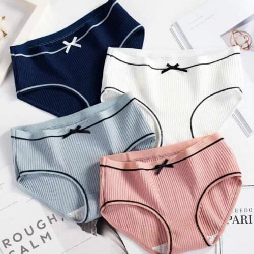 Cotton Lingerie Sexy Underwear Women Solid Bow Panties Breathable Mid-rise Boxers for Male Briefs Cute Fashion Pink Boxershorts