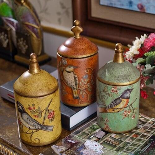 Vintage Ceramic Kitchen Canister Jars Storage Bottles Retro Tea Candy Tin Sugar Pot Organizer Painted Cans Cooking