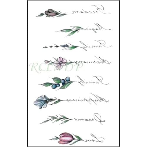 Waterproof Temporary Tattoo Sticker Flower Letter Element Style Fake Tatto Flash Tatoo Back Leg Arm Art for Women Men