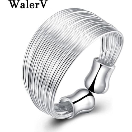 WalerV New Rings for Women Set Fashion Popular Charm Ring Stripes Open Ring Jewelry Lady Finger Ring Gift