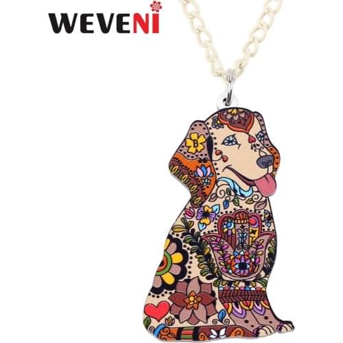 WEVENI Original Plastic Labrador Dog Choker Necklace Pendant Collar Chain Hot Trendy Animal Jewelry Wholesale For Women