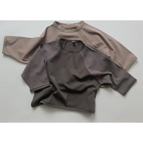 Japan Korean Style Spring Autumn Baby Boys Long Sleeve Stripe Cotton T-shirt Fashion Casual Tops Children Clothing Kids Pullover