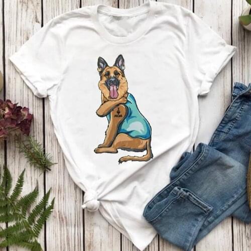 Women T-shirts Cartoon Funny Casual Cute Printing Animal Dog Pet Mom Top Lady Tshirt Ladies Print Stylish Tee T-Shirt