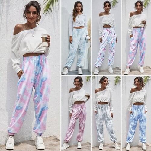 WomenS Tie Dye Sweatpants High Waisted Joggers Lightweight Baggy Workout Pants Pockets Lounge Trousers