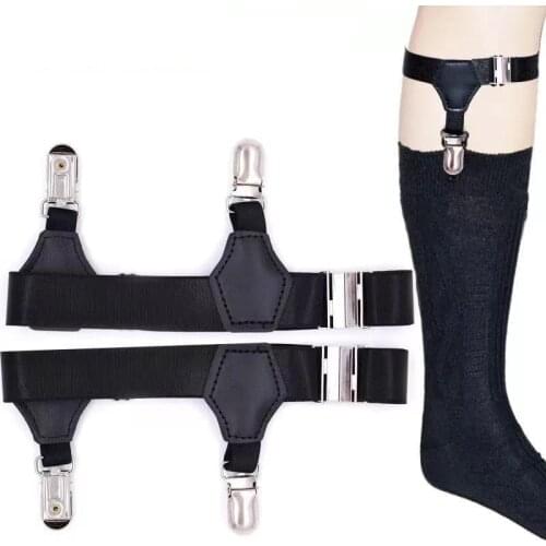 1 pair of black male and female adjustable garter straps elastic to prevent socks from falling off the sock garter