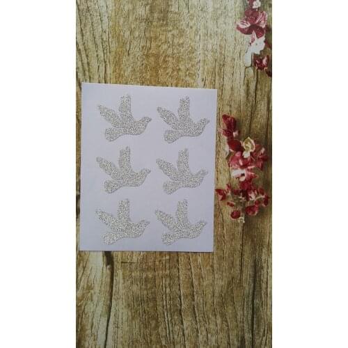 3.8x3cm Silver Glitter Sticker Seal - Bridal Doves