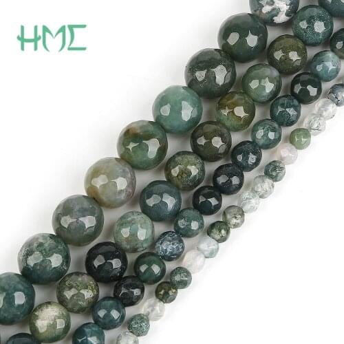 4/6/8/10mm Natural Stone Beads Dyed Moss Carnelian Stone Round Ball Beads for Jewelry Making Findings DIY Necklace Bracelet