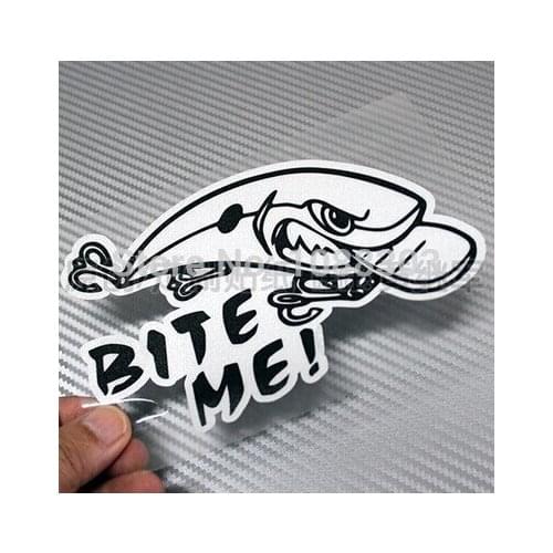 5pcs Fishing BITE ME Car Sticker Modified Car Reflective Sticker Decals Personality Outdoor Fishing Hobby Lure Motorcycle Decals