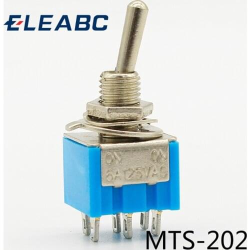 5pcs/Lot Blue 6-Pin DPDT ON-ON Mini 6A125VAC Miniature Toggle Switches