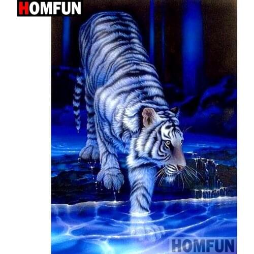 HOMFUN Full Square/Round Drill 5D DIY Diamond Painting "Animal tiger" Embroidery Cross Stitch 5D Home Decor Gift A14125
