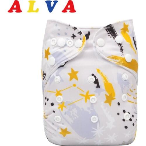 Alvababy Pocket Diapers New Snaps Adjustable Baby Cloth Nappy with 1pc Microfiber Insert