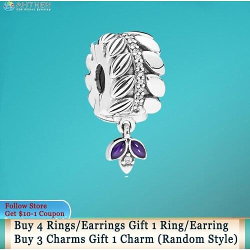 Ahthen 925 Sterling Silver Beads Grains of Energy Clip Charms fit Original Pandora Bracelets for Women Jewelry Making Girl Gift