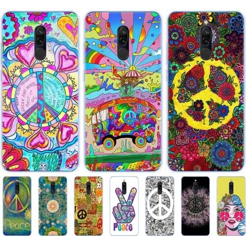 Silicon phone case for redmi 8a 8 note 8 PRO 8T 9S cover for xiaomi mi 10 NOTE 10 PRO MI 9 lite Hippie Psychedelic Art Peace