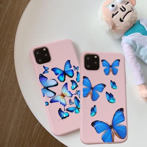 Cute Butterfly pink TPU Phone Case For iPhone 11Pro MAX XS Max XR X 7 8 6S Plus 12mini SE2020 12pro max Silicone Soft Back Cover