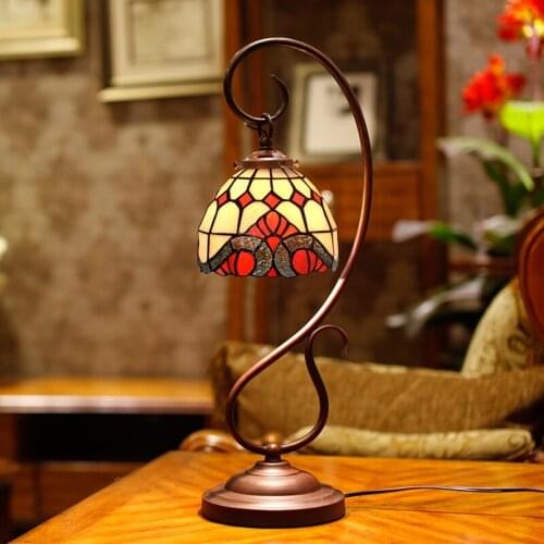 European style rural colour glass bedroom head red Festival warm and romantic decorative table lamp wedding gift LO7188