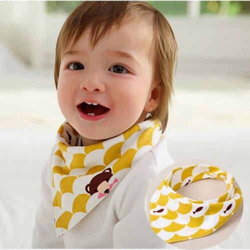 Baby Bibs Triangle Cotton Muslin Bibs Cartoon Animal Print Saliva Towel Baby Boys Girls Feeding Apron Feeding Bandana Bibs