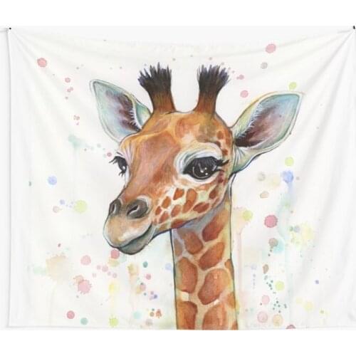 Baby Giraffe Painting Nursery Art Animal Large Tapestry Wall Hanging Beach Mat Polyester Blanket Yoga Mat Home Bedroom Carpet