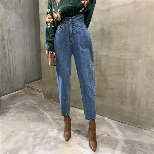 Vintage Pencil Korean High Waist Streetwear Jeans Spring Autumn Women Stretch Elastic 2021 Denim Trousers Denim Pants Fashion