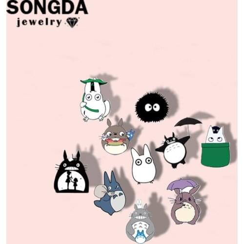 SONGDA Japan Anime Totoro Handmade Epoxy Pin Badge Cartoon Animal Figures Acrylic Lapel Pins Brooches On Shirt Backpack Clothes