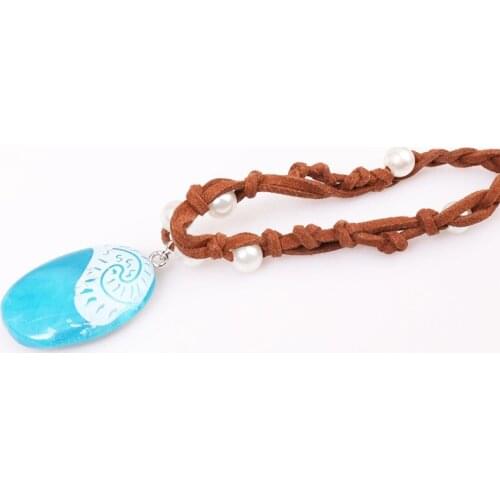 Blue Stone Pendant Moana Ocean Handmade Braided Necklace Romance Rope Choker Children Christmas Jewelry s