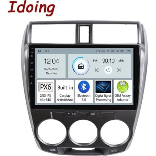 Idoing 10.2"PX6 Android Car DSP Radio Multimedia Player For Honda City 2008-2013 GPS Navigation Head Unit Built-in Carplay Auto