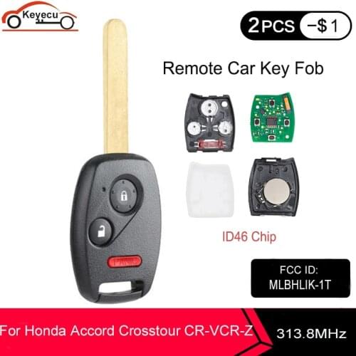 KEYECU MLBHLIK-1T Remote Car Key 2+1 3 Buttons With ID46 Chip For Honda CR-V 2007 2008 2009 2010 2011 2012 2013 Replacement Key