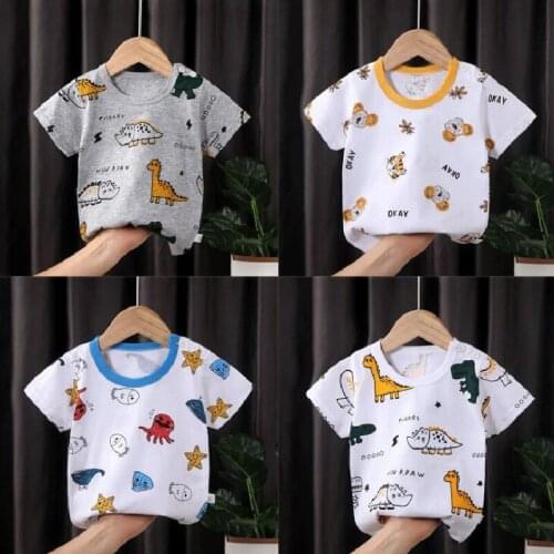 Summer Baby Boy Clothes Kids Tshirt Cartoon Print Children Tee Shirt T-Shirts Infant Cotton Toddler Tops 2021