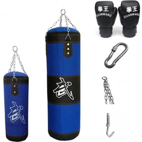 60/80cm/100cm/120cm Sandbag Thickened Canvas Punching Bag Sports Training Hook Hanging Kick Empty Boxing Bags with Boxing Gloves