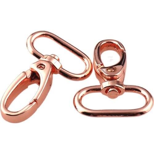 Metal Snap Hook Swivel Eye Trigger Clip Clasp For Leather Craft Bag Strap Belt Webbing Rose Gold For Keychains Making 26mm
