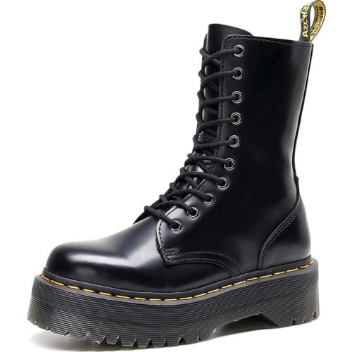 2021 High Platform Mens Ankle Boots Genuine Leather Chunky Martins Boots For Man And Woman Punk Female Motorcycle Boots Mujer