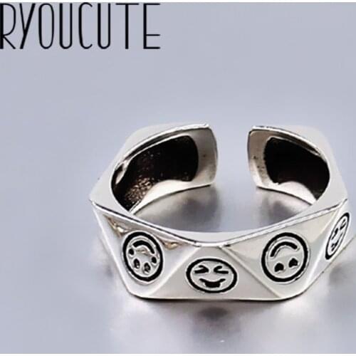New Charming Open Smile Face Ring for Women Vintage Boho Party Rings Gothic Punk Jewelry Gifts for Girls 2021