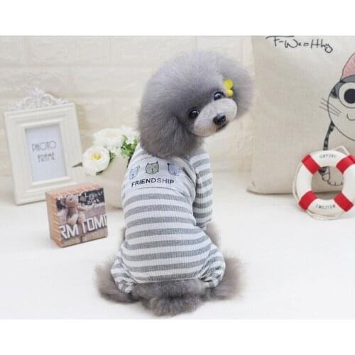 Pet Dog Striped Jumpsuit Clothes Puppy Cat Four-leg Pajamas Costumes Chihuahua Cute Couple Pjs for Small Dogs Cats ropa perros