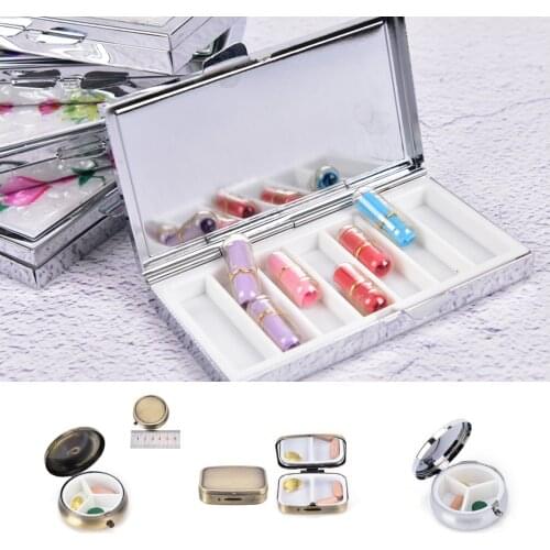 Portable Durable Metal Round Medicine Organizer Holder Container Tablet Pill Box Case Metal Round Medicine Case