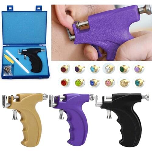 Professional Ear Piercing Gun Tools Steel Stud Earring Safe Sterile Nose Navel Helix Piercing Tool Set Body Jewelry Machine Kit