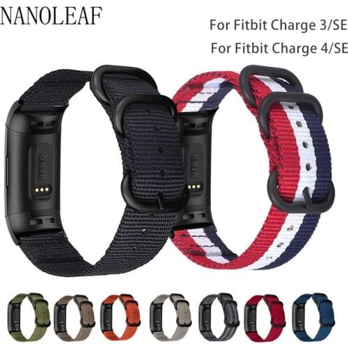 Soft Woven Nylon Sports Band for Fitbit Charge 4 SE Charge 3 SE Fitness Tracker Replacement Strap with Black Ring Buckle