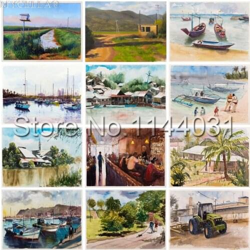 Craft Needlework Scenery 5D Diy Diamond Painting Full Sailboat & Beach Diamond Embroidery Drill Mosaic Landscape Christmas Gift