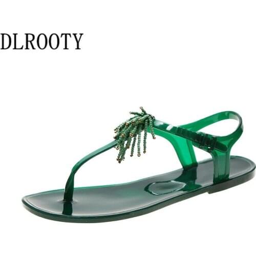 Women Sandals Flip Flops Shoes New Summer Fashion Beach Fringe String Bead Breathable Non-slip Flat Slides Lady Casual Female
