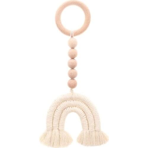 Nordic Wood Bead Garland With Tassels Farmhouse Beads Rustic Country Decor Kid Room Wall Hanging Ornament Home Decor Right