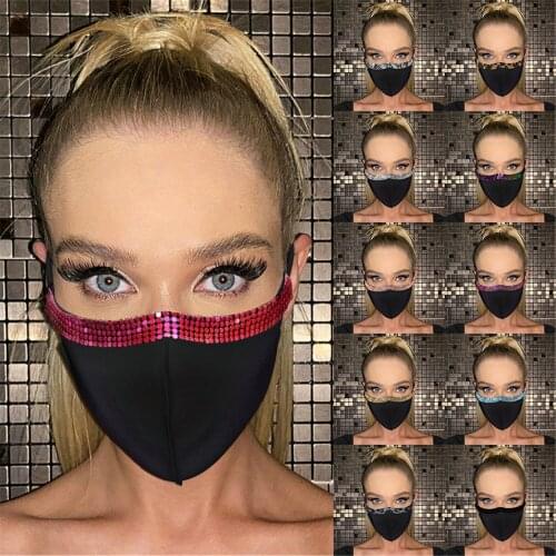 Rhinestone Shiny Adult Outdoor masque enfant Sequins Reusable Mouth Mascherine mascarilla Monder Scarf Halloween Cosplay MasK