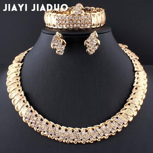 Jiayijiaduo African Wedding Jewelry Dubai Gold Color Jewelry Sets Romantic Color Design Jewelry Sets Necklace Drop Shipping