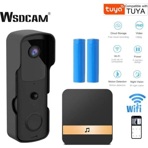 Wsdcam HD Smart Video Doorbell Camera Wifi Waterproof Camera Infrared Night Vision Wireless Door Bell support TUYA app