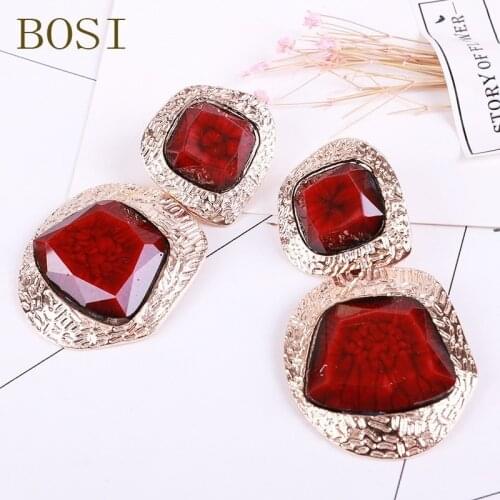 2019 new Fashion ZA Multi-Color Crystal Drop big Earrings Women Gold Color Statement drop earrings Wedding Party Jewelry bijoux