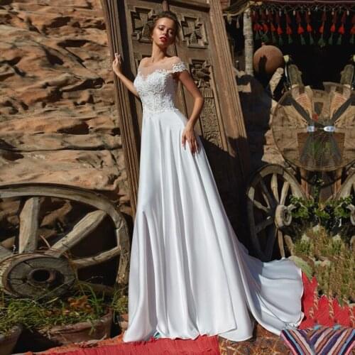 Fanweimei Elegant Boho Wedding Dresses Beach Vestidos De Novia Cap Sleeve Appliques Chiffon Bridal Gowns For Bride