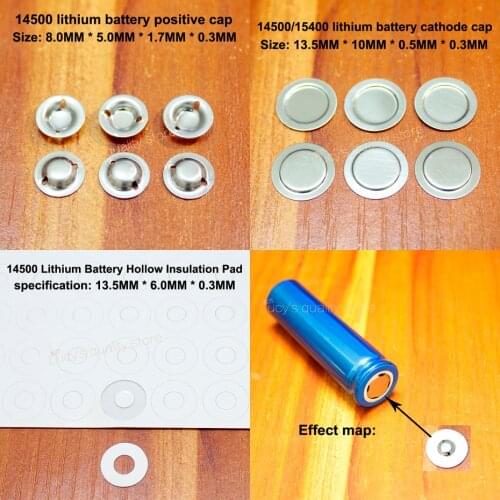 100pcs/lot 14500 lithium battery can be spot welded cap small tip battery special cap lithium ion battery cap stainless steel
