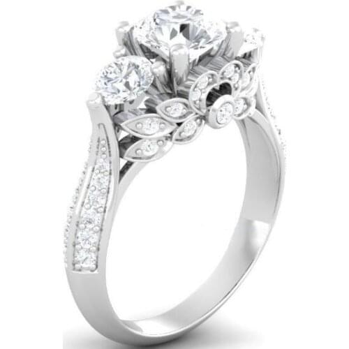 2017 New Arrival Women Fashion Jewelry Three Stone Princess Cut 5A White CUbic Zirconia Popular Wedding Band Ring Gift Size 4-10