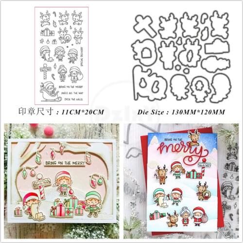 2021 New Santa Claus Fawn Clear Stamps and Metal Cutting Dies DIY Scrapbooking Embossing Album Seal Template Punch Stencils