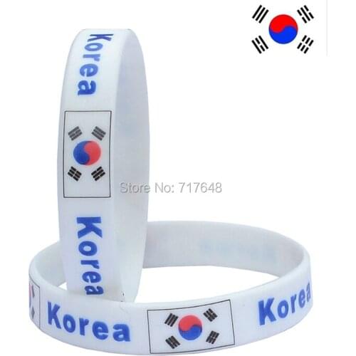300pcs flag Korea White wristband silicone bracelets free shipping by FEDEX