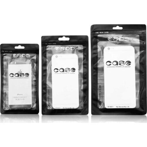 500pcs 11*19cm Zip Lock With Hang Hole Resealable Packaging Pouch Waterproof Zipper Mobile Phone Shell Plastic package case Bags